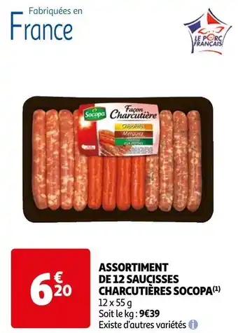 Auchan Socopa assortiment de 12 saucisses charcutières offre