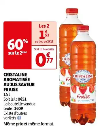 Auchan Cristaline cristaline aromatisée au jus saveur fraise offre