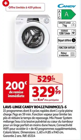 Auchan Candy lave-linge ro41274dwmce/1-s offre