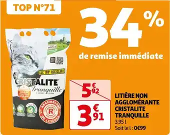 Auchan Tranquille litière non agglomérante cristalite offre