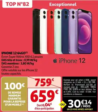 Auchan Apple iphone 12 64go offre