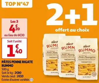 Auchan Rummo pâtes penne rigate offre