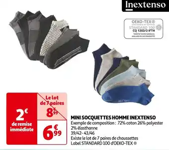 Auchan Inextenso mini socquettes homme offre