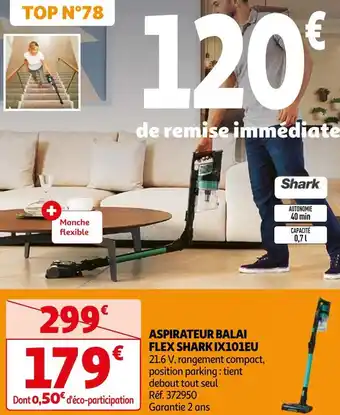 Auchan Shark aspirateur balai flex ix101eu offre