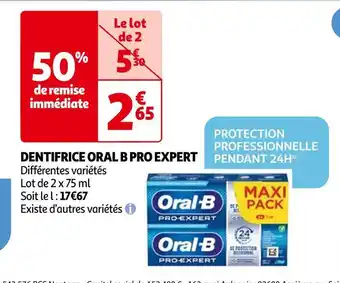 Auchan Oral b dentifrice pro expert offre
