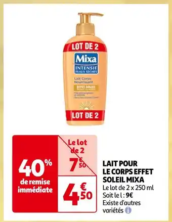 Auchan Mixa lait pour le corps effet soleil offre