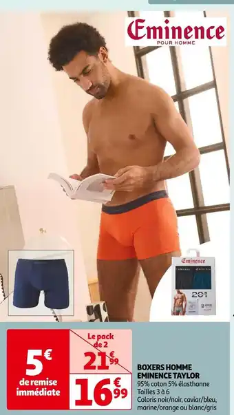 Auchan Eminence taylor boxers homme offre