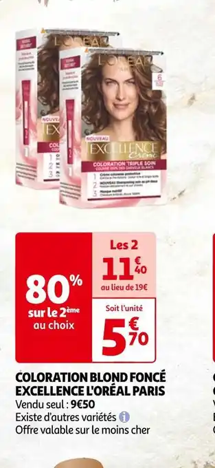 Auchan L'oréal paris coloration blond foncé excellence offre