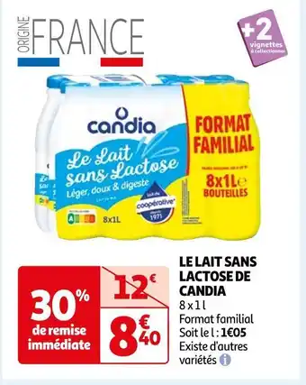 Auchan Candia le lait sans lactose offre