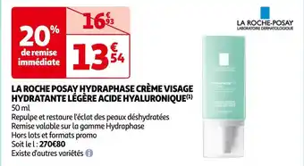 Auchan La roche posay la roche posay hydraphase crème visage hydratante légère acide hyaluronique(1) offre