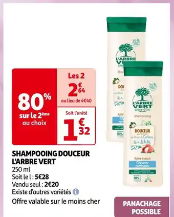 Auchan L'arbre vert shampooing douceur offre