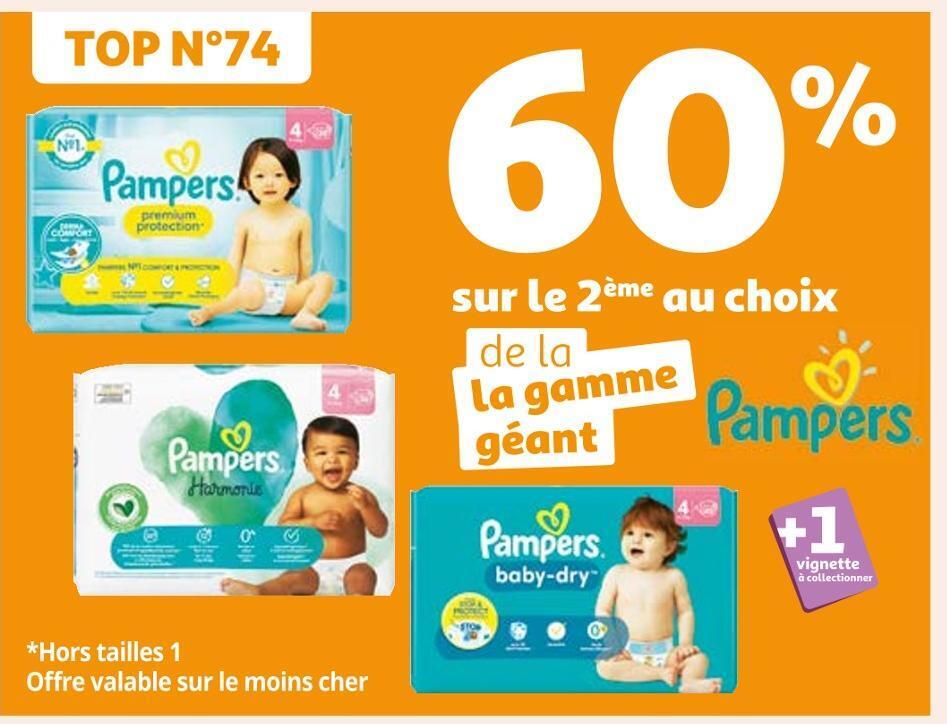 Promo Pampers 60 sur le 2ème au choix de la gamme géant pampers chez