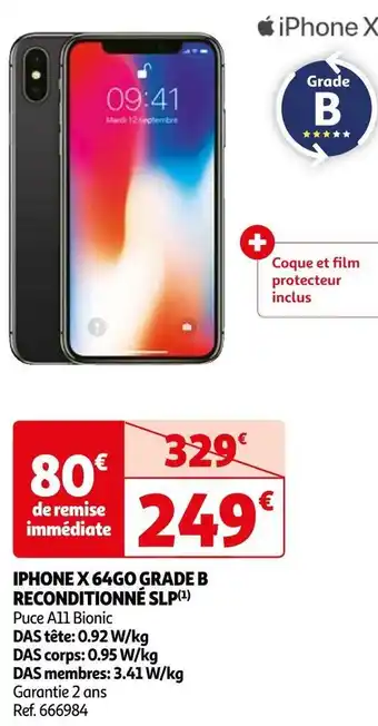 Auchan Apple iphone x 64go grade b reconditionné slp offre