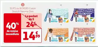 Auchan Dim slips ou boxers coton stretch femme offre