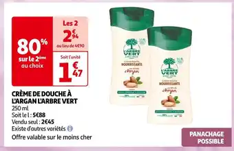 Auchan L'arbre vert crème de douche à l'argan offre