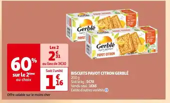 Auchan Gerblé biscuits pavot citron offre