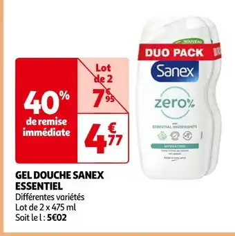 Auchan Sanex essentiel gel douche offre