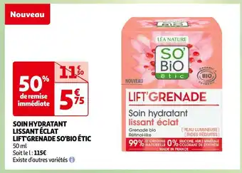 Auchan So'bio étic soin hydratant lissant éclat lift'grenade offre