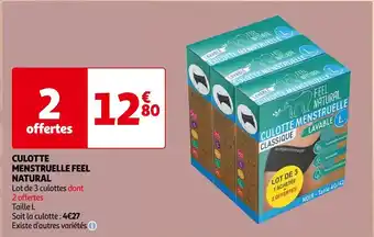Auchan Feel natural culotte menstruelle offre