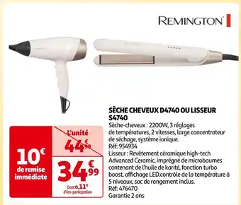 Auchan Remington sèche cheveux d4740 ou lisseur s4740 offre
