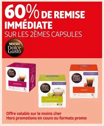 Nescafe dolce gusto 60% de remise immédiate sur les 2èmes capsules nescafe dolce gusto