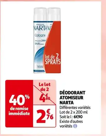 Auchan Narta déodorant atomiseur offre