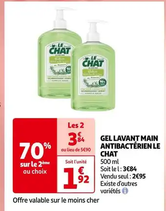 Auchan Le chat gel lavant main antibactérien offre