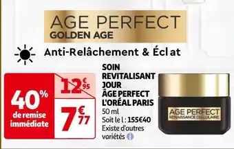 Auchan L'oréal paris soin revitalisant jour âge perfect offre