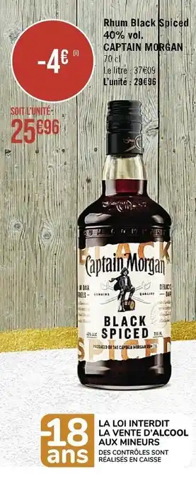 Casino Supermarchés Rhum Black Spiced 40% vol. offre
