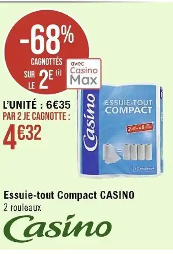 Casino Supermarchés Essuie-tout Compact CASINO 2 rouleaux offre