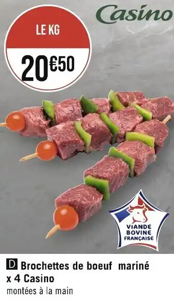 Géant Casino Brochettes de boeuf mariné x 4 Casino offre