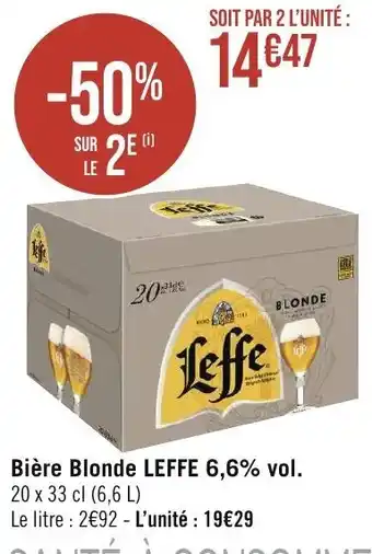 Géant Casino Bière Blonde LEFFE 6,6% vol. 20 x 33 cl (6,6 L) offre