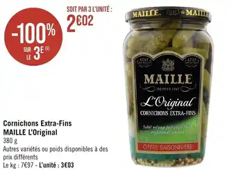 Géant Casino Cornichons Extra-Fins MAILLE L'Original 380 g offre