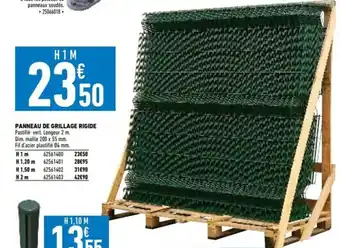 Brico Cash PANNEAU DE GRILLAGE RIGIDE Pastifié vert. Longeur 2 m. Dim. maille 200 x 55 mm. Fil d'acier plastifié 04 mm. offre
