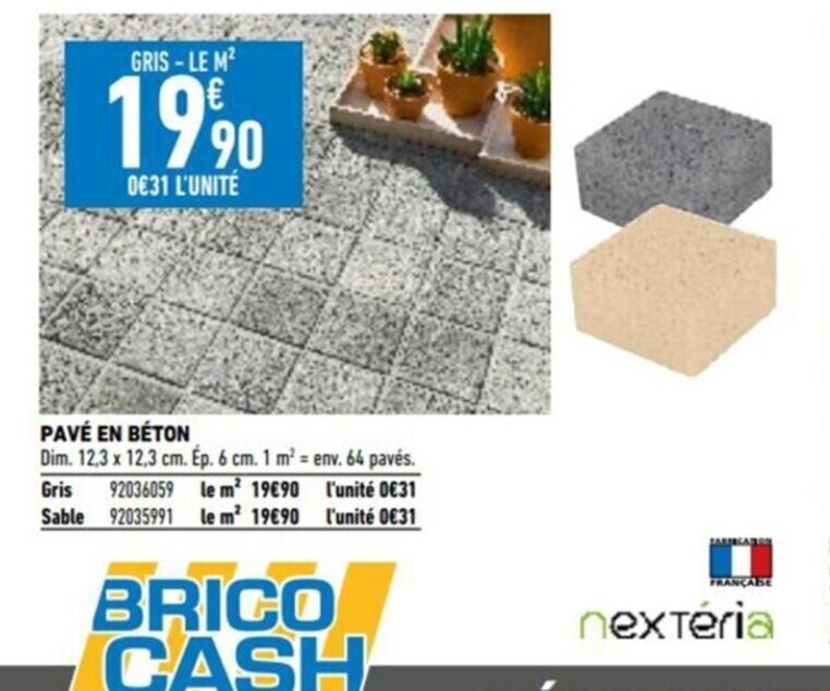 Promo PAVÉ EN BÉTON chez Brico Cash
