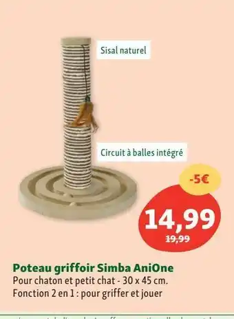 Maxi Zoo Poteau griffoir simba anione offre