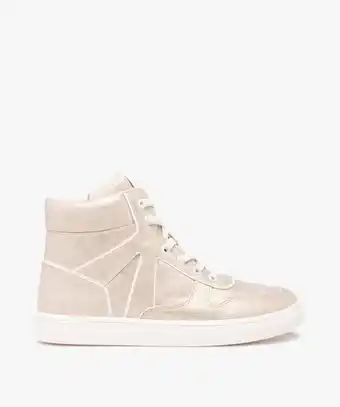 Gémo Baskets fille mid-cut métallisées à lacets élastiques offre