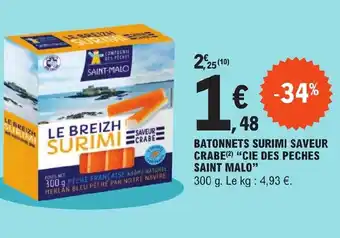 E.Leclerc BATONNETS SURIMI SAVEUR CRABE (2) "CIE DES PECHES SAINT MALO" offre