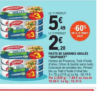 E.Leclerc FILETS DE SARDINES GRILLÉS "SAUPIQUET" offre