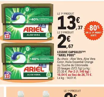 E.Leclerc LESSIVE CAPSULES(³)(4) "ARIEL PODS" offre