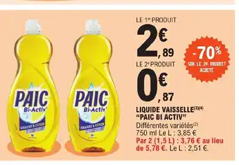 E.Leclerc LIQUIDE VAISSELLE(³)(4) "PAIC BI ACTIV" offre