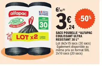 E.Leclerc SACS POUBELLE "ALFAPAC COULISSANT ULTRA RESISTANT 30 L" offre
