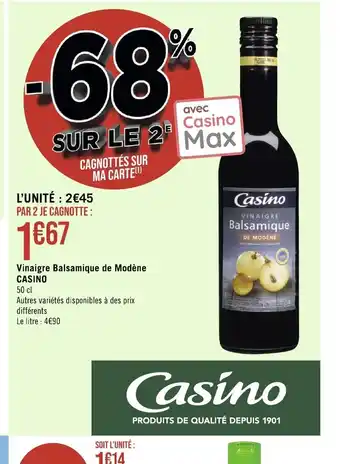 Géant Casino Vinaigre Balsamique de Modène CASINO offre