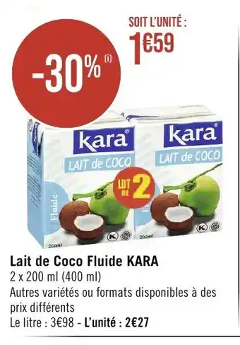 Géant Casino Lait de Coco Fluide KARA offre