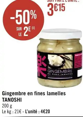 Géant Casino Gingembre en fines lamelles TANOSHI offre