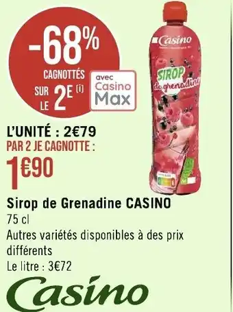 Géant Casino Sirop de Grenadine CASINO offre