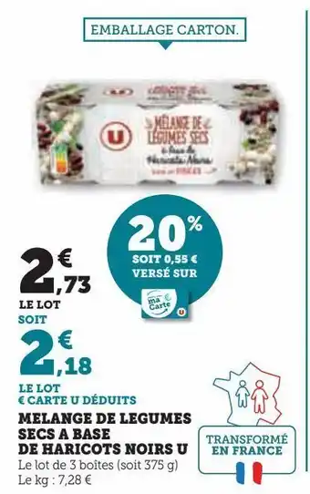 Super U Melange de legumes secs a base de haricots noirs u offre