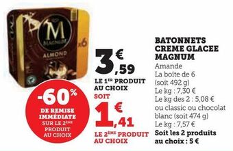 Super U Batonnets creme glacee magnum offre