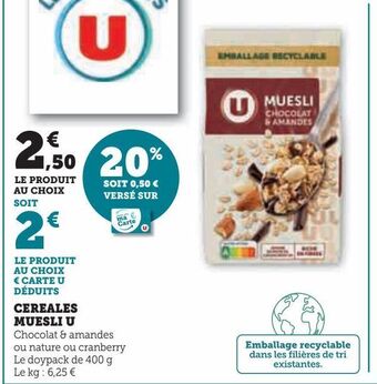 Super U Cereales muesli u offre