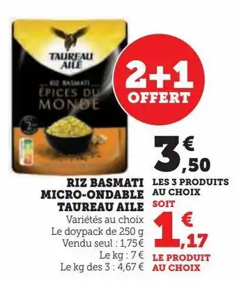 Super U Riz basmati micro-ondable taureau aile offre